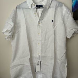 (New With Tags) Polo White classic short sleeve button down shirt size Large